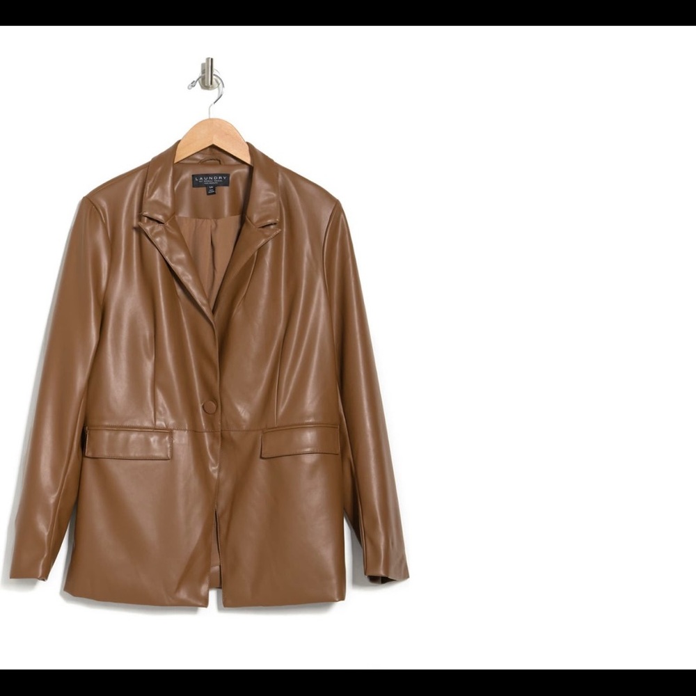 Laundry by Shelli Segal Brown faux leather blazer